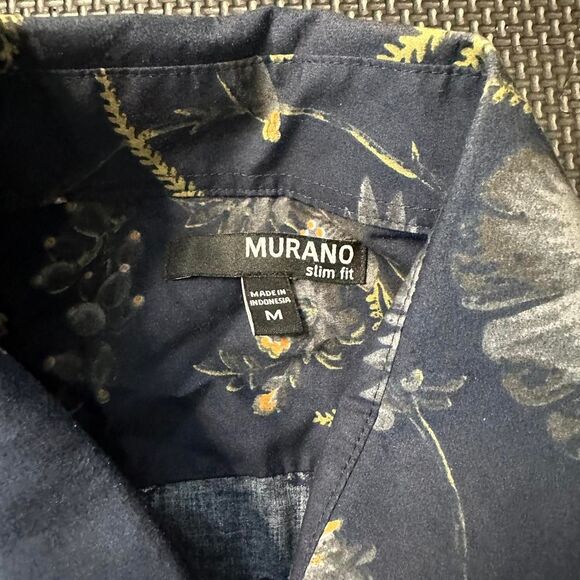 Medium Murano Navy Blue Floral button up shirt with yellow flowers - Picture 3 of 7